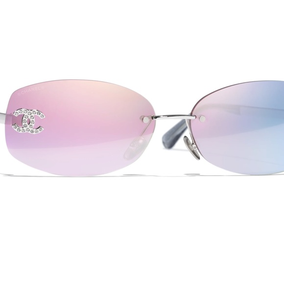 OVAL SUNGLASSES - CHANEL NEW 2023 - Coco Neige Sunglasses: Crystal CC Rimless - Picture 15 of 16